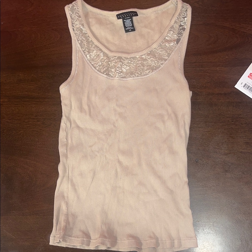 Apostrophe Blush Lace-Trim Ribbed Tank